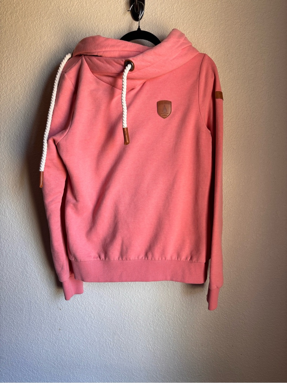 Wanakome Coral Pink Crewneck Pullover with White Rope Drawcord